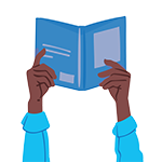 Person holding up a book