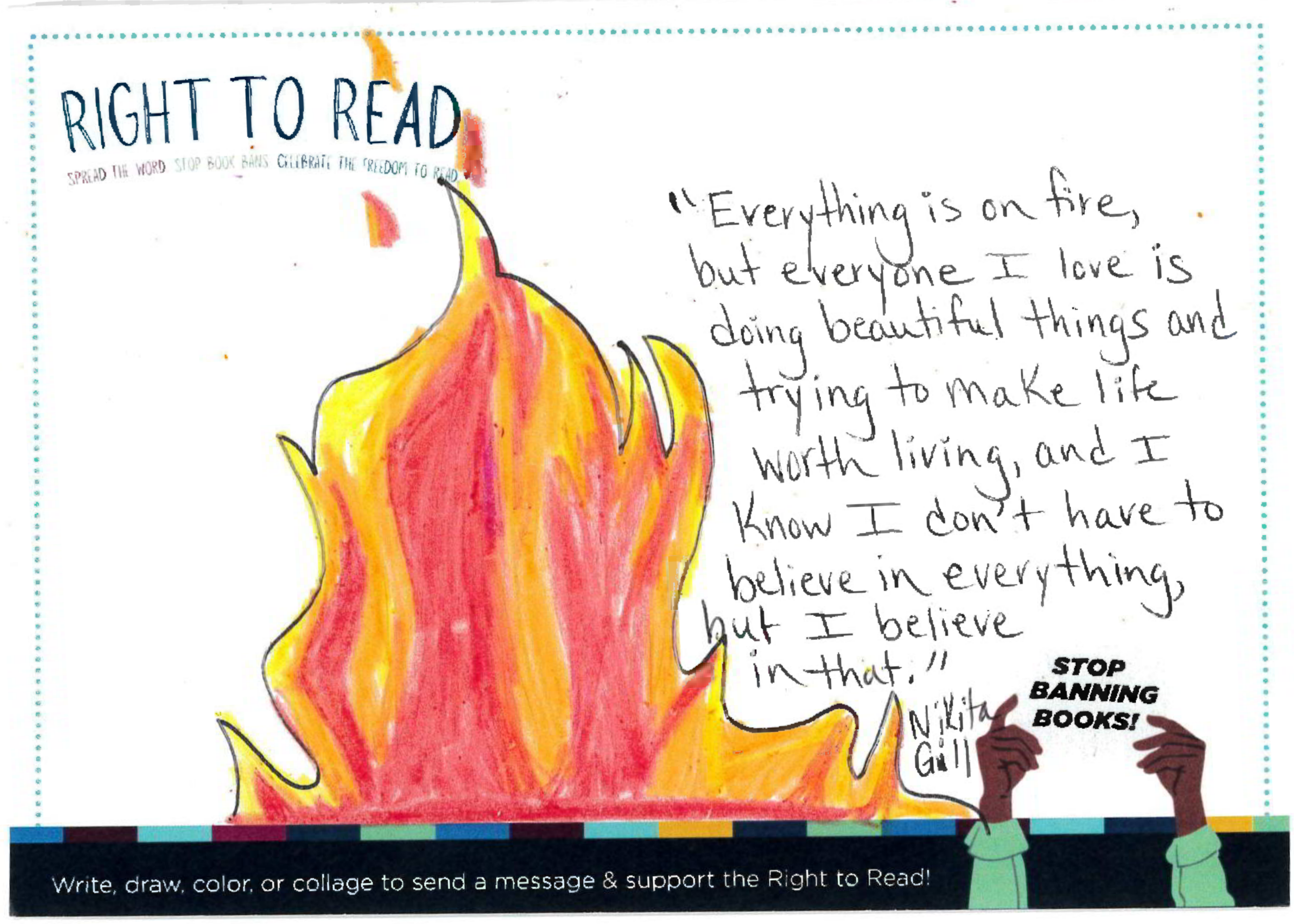 right to read postcard fire