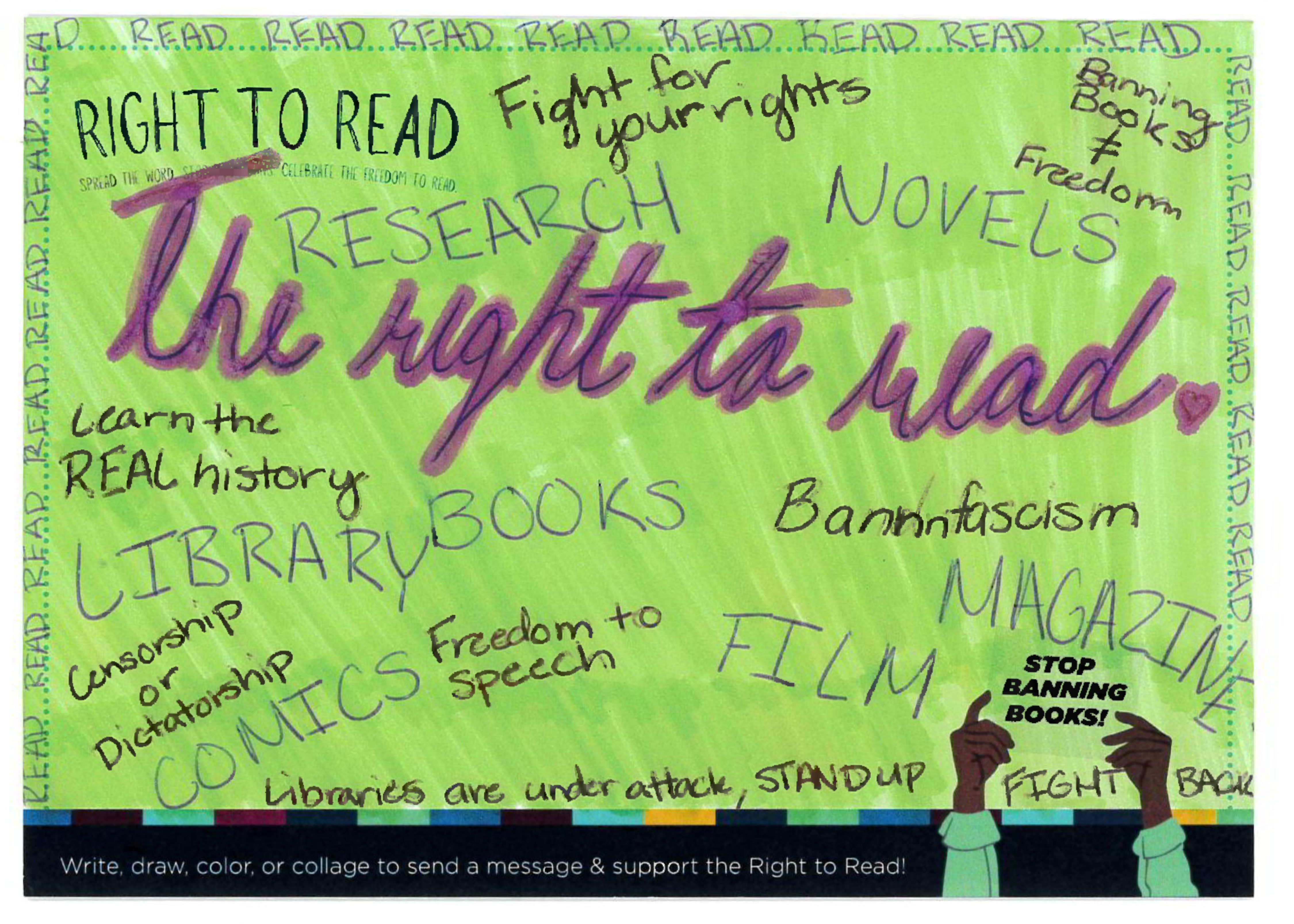 the right to read postcard