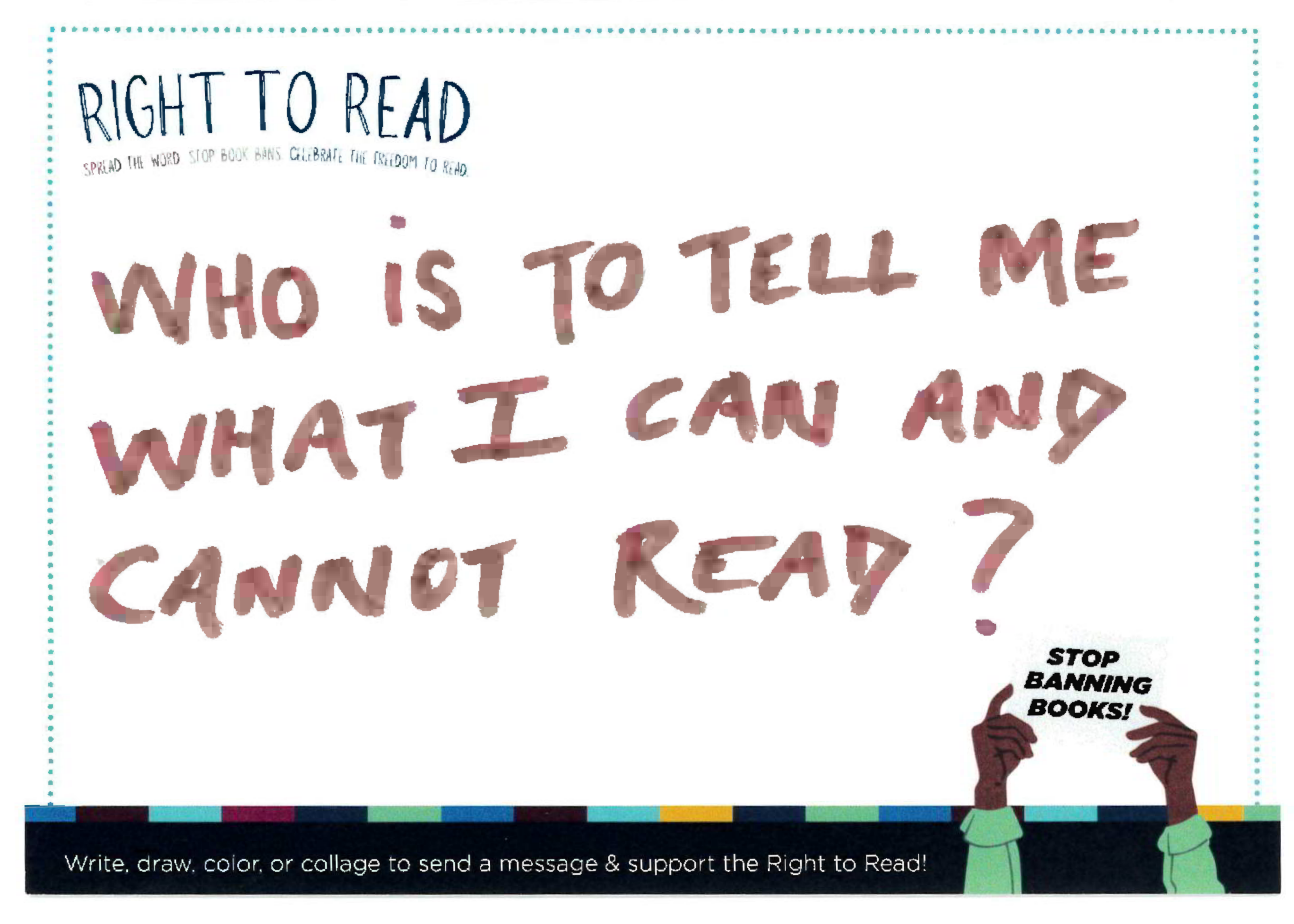 Who is to tell me what I can and cannot read postcard