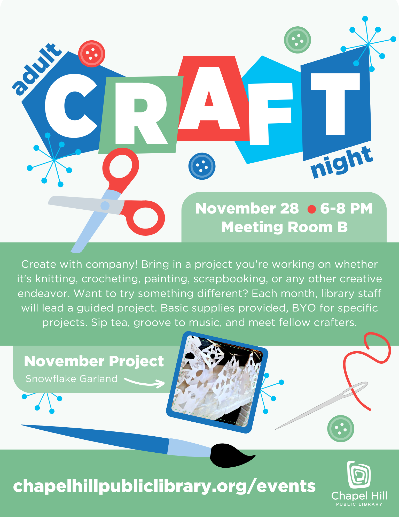 Craft Night November 28 snowflake garland