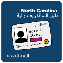 North Carolina Driver's Handbook icon in Arabic depicting a driver's license