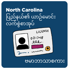 North Carolina Driver's Handbook icon in Burmese depicting a driver's license