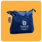 Book club kit in a Chapel Hill tote bag