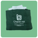 Kids themed book kits in a Chapel Hill tote bag