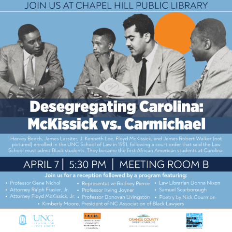 event poster featuring 4 of the men who desegregated UNC