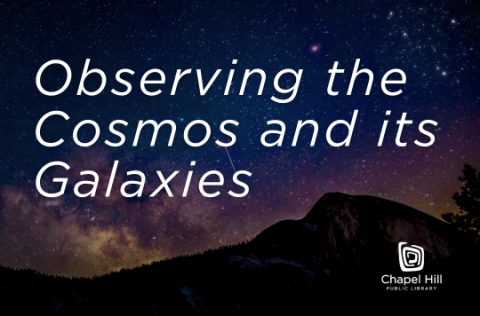 Observing the Cosmos and its Galaxies text with night sky background