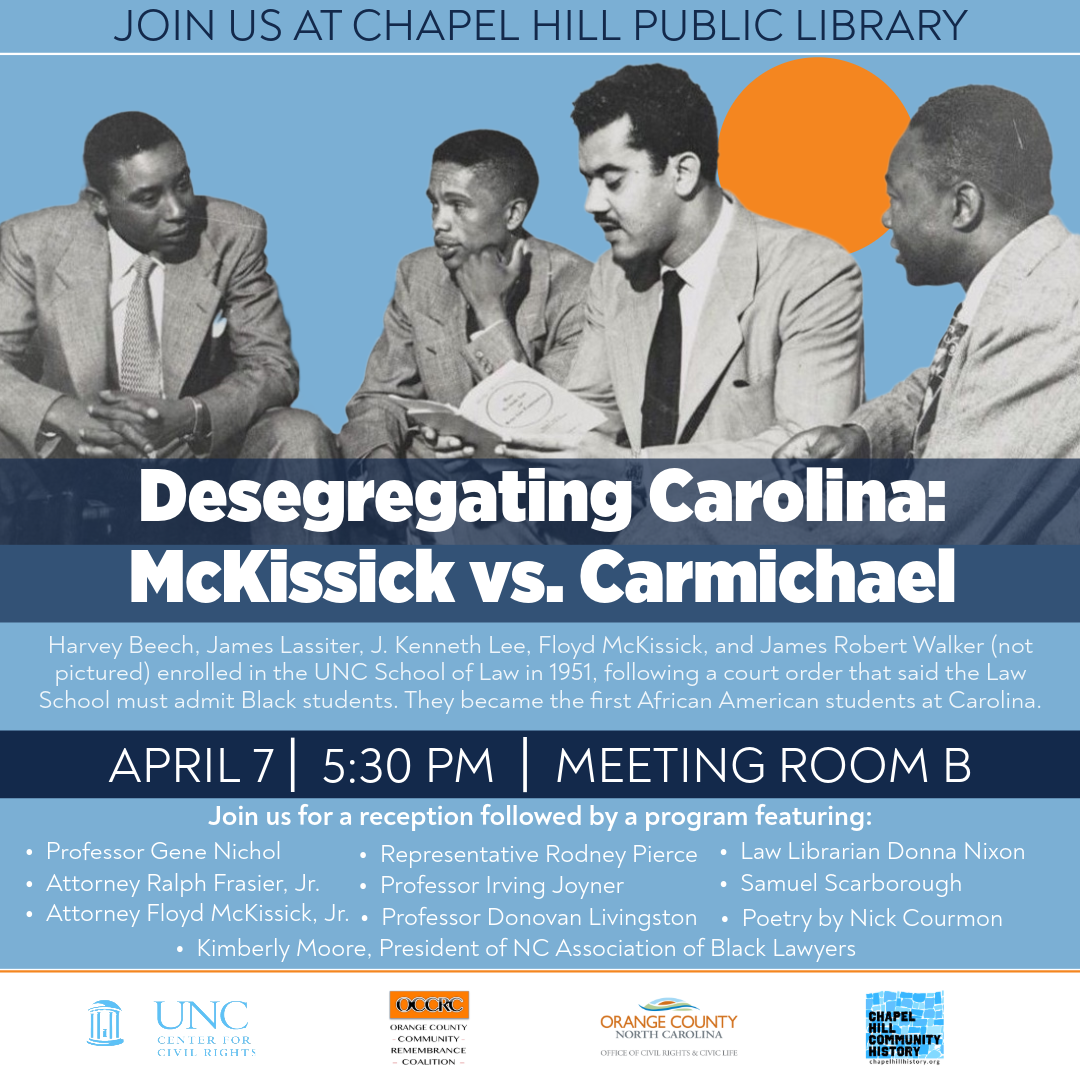 event poster featuring 4 of the men who desegregated UNC